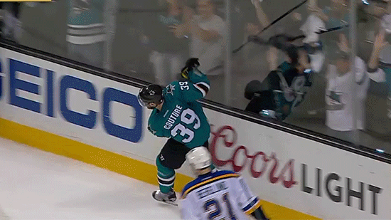 st. louis blues hug GIF by San Jose Sharks