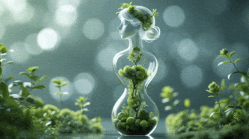 Transperant Glass Woman Ecosystem Flowers Plants Body GIF