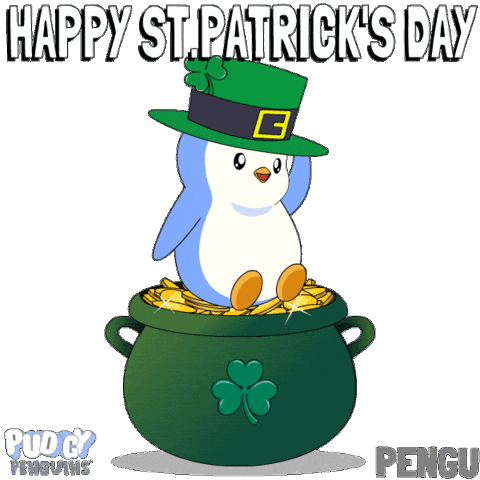 St Patricks Day Good Luck Sticker by Pudgy Penguins