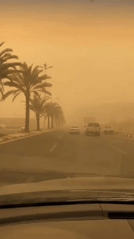 Dust Storm Creates Yellow Haze in Najran, Saudi Arabia