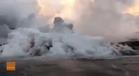 Volcanic Lava Creates Plume of Smoke as It Reaches Ocean in Hawaii