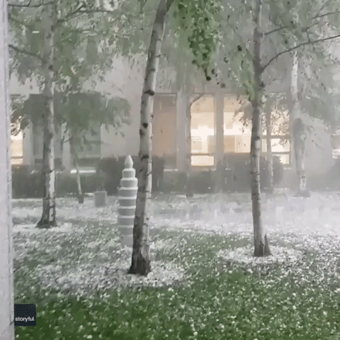 Huge Hailstones Hop Off Ground Outside Parliament House in Canberra