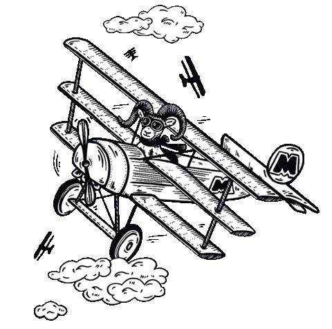 Red Baron Beer Sticker by Pivovar Muflon