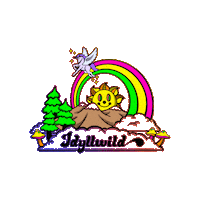 Ephemera rainbow sun unicorn mountains Sticker