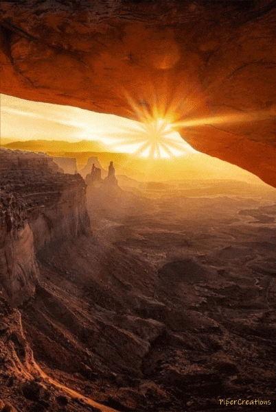 Pipercreations Sunrise Sunshine Mountains Scenery Nature Sunrays Rocks Travel GIF by PiperCreations