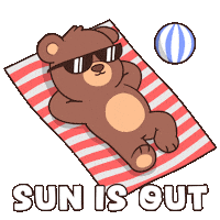Sunbathing Teddy Bear Sticker by BEARISH