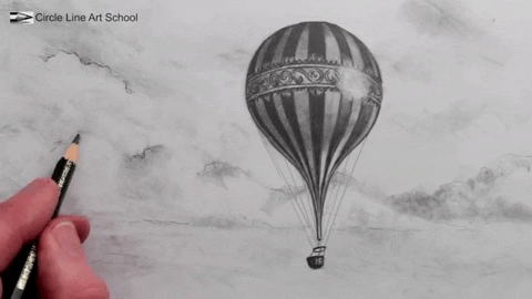 Hot Air Balloon Draw GIF by Circle Line Art School