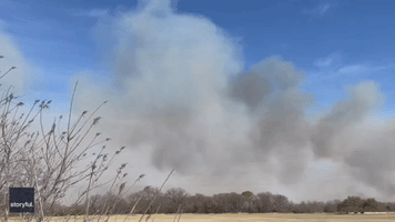 Smoke Billows From Wildfire Burning in Central Texas