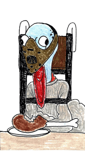 Hungry Hannibal Lecter Sticker by Jimmy Arca