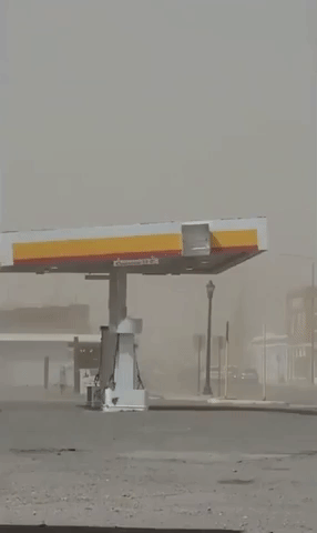 Powerful Winds Blow Off Gas Station Canopy