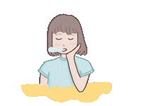 joych girl cartoon sad tired Sticker
