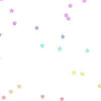 Sticker gif. An array of tiny stars colored by a rainbow gradient fall down continuously like rain.