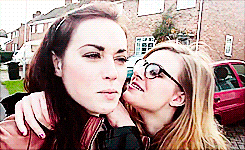 lesbian couple kiss GIF