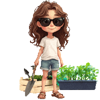Boys Girls Gardening Sticker