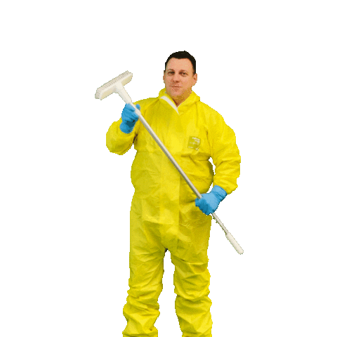 EinEchterTatortreiniger yellow clean suit brush Sticker
