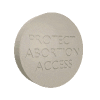 Digital art gif. Red, white, and blue button spins against a transparent background with the message, “Vote.” The button turns into a tan coin that reads, “Protect abortion access.”