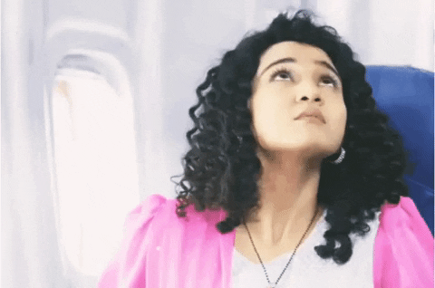AshiSinghofficial giphygifmaker scared ashi singh first flight GIF