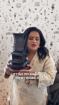ZarnaGarg exercise flex awards flexing GIF
