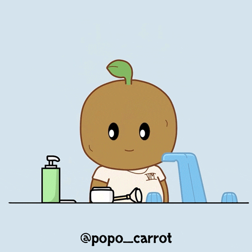 popo_carrot water face morning splash GIF