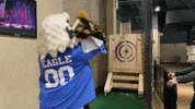 thehubbardeagle eagle mascot the hubbard eagle hubbard mascot axe trowing GIF