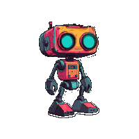 Cute Robot Sticker by Preneura