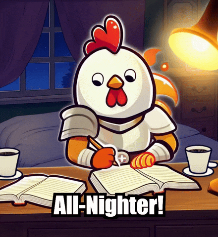 All-Nighter Night GIF by Zorooster