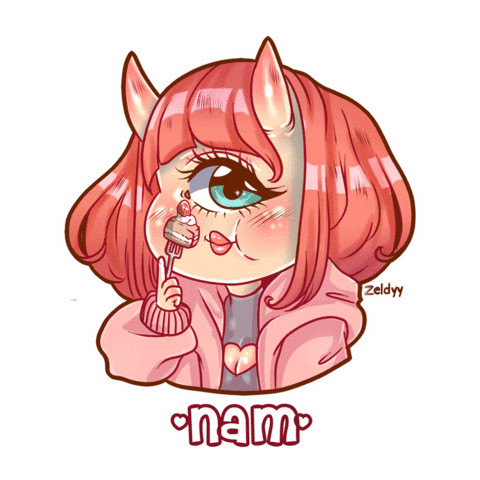 Zeldyy giphyupload pink kawaii hungry Sticker