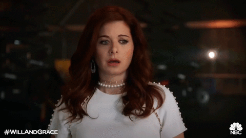 debra messing gasp GIF by Will & Grace