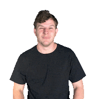 Sticker gif. Comedian Kyle Gordon in a black t-shirt winking at us wantonly and posturing a face of innocence.