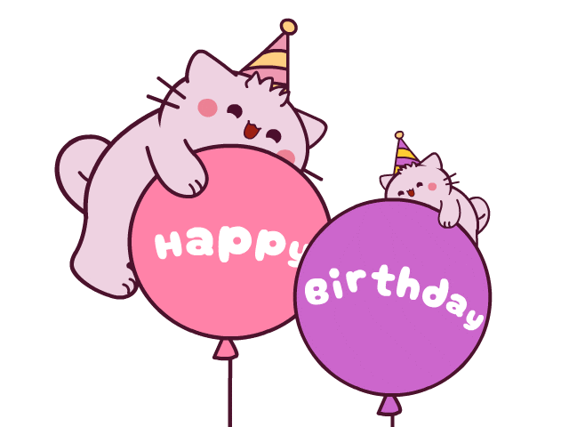 Happy Birthday Cat Sticker by Pembe