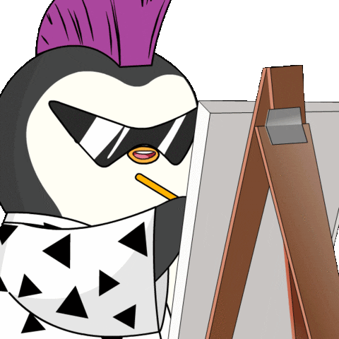 Posing Bob Ross GIF by Pudgy Penguins
