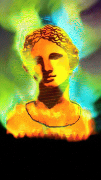 Venus Engulfed in Flames after Falling in the Volc