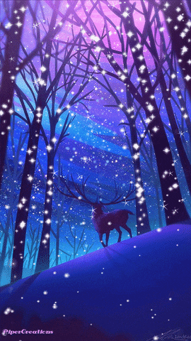 Pipercreations Nature Holidays Christmas Deer Woods Forest Sparkle Art GIF