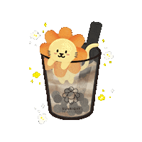 sunrightteastudio lion bubble tea cute lion sunright Sticker