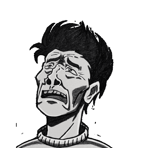 Sad Black And White Sticker