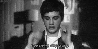 sad black and white GIF