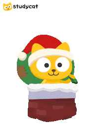 Santa Claus Cat Sticker by Studycat language learning for kids