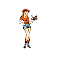 EGDINER girl burger cowgirl waitress Sticker