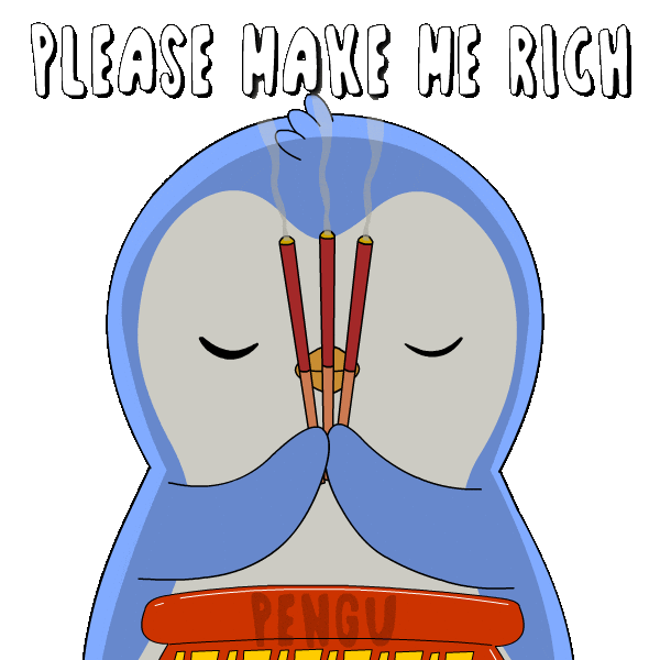 Money Pray Sticker by Pudgy Penguins