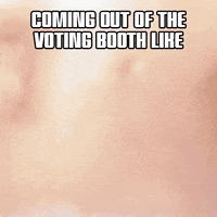 Sports gif. New Orleans Saints Wide Receiver Michael William Thomas Jr, dramatically emerging from the fog, flexing his biceps. Text, "Coming out of the voting booth like."