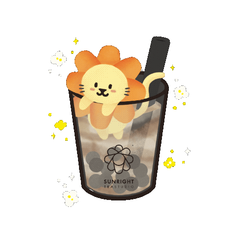 sunrightteastudio giphyupload lion bubble tea cute lion Sticker