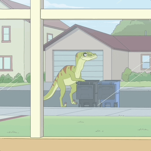 PrismosGifZone giphyupload dinosaur rick and morty recycling GIF