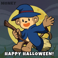 Flying Trick Or Treat GIF by Wise Monkey Meme