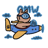 Flying On My Way Sticker by Cat and Cat Comics