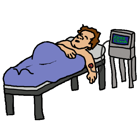 omt87 stuffed food coma foodcoma over ate Sticker