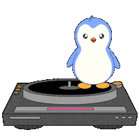 Record Player Spinning Sticker by Pudgy Penguins