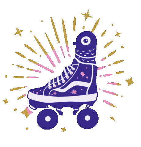 pigeonsrollerskateshopLBC giphyupload rainbow pigeon rollerskate Sticker
