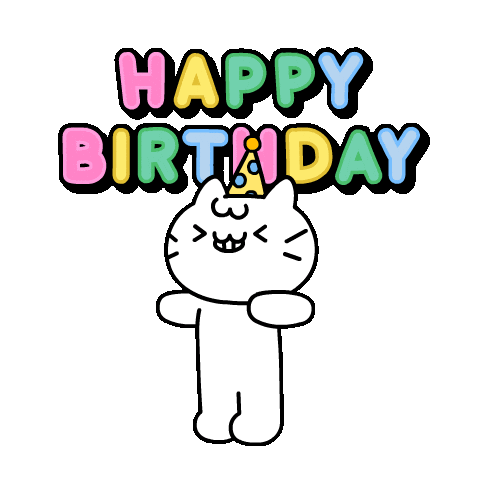Happy Birthday Cat Sticker by Mikitti