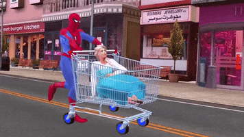 spiderman shopping cart GIF by Jason Clarke