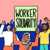 Worker solidarity, person holding sign gif